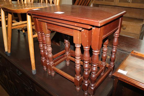 Nest of three oak tables